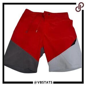 Hylete Red/Gray Above‎ Knee Performance Shorts in Size Small with 9" IS